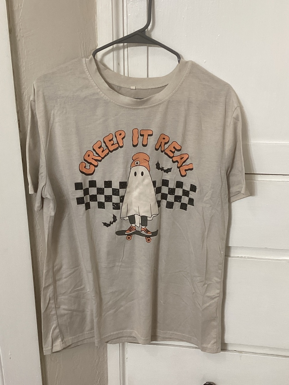 'Creep It Real' Ghost Graphic Tee - Bone & Orange